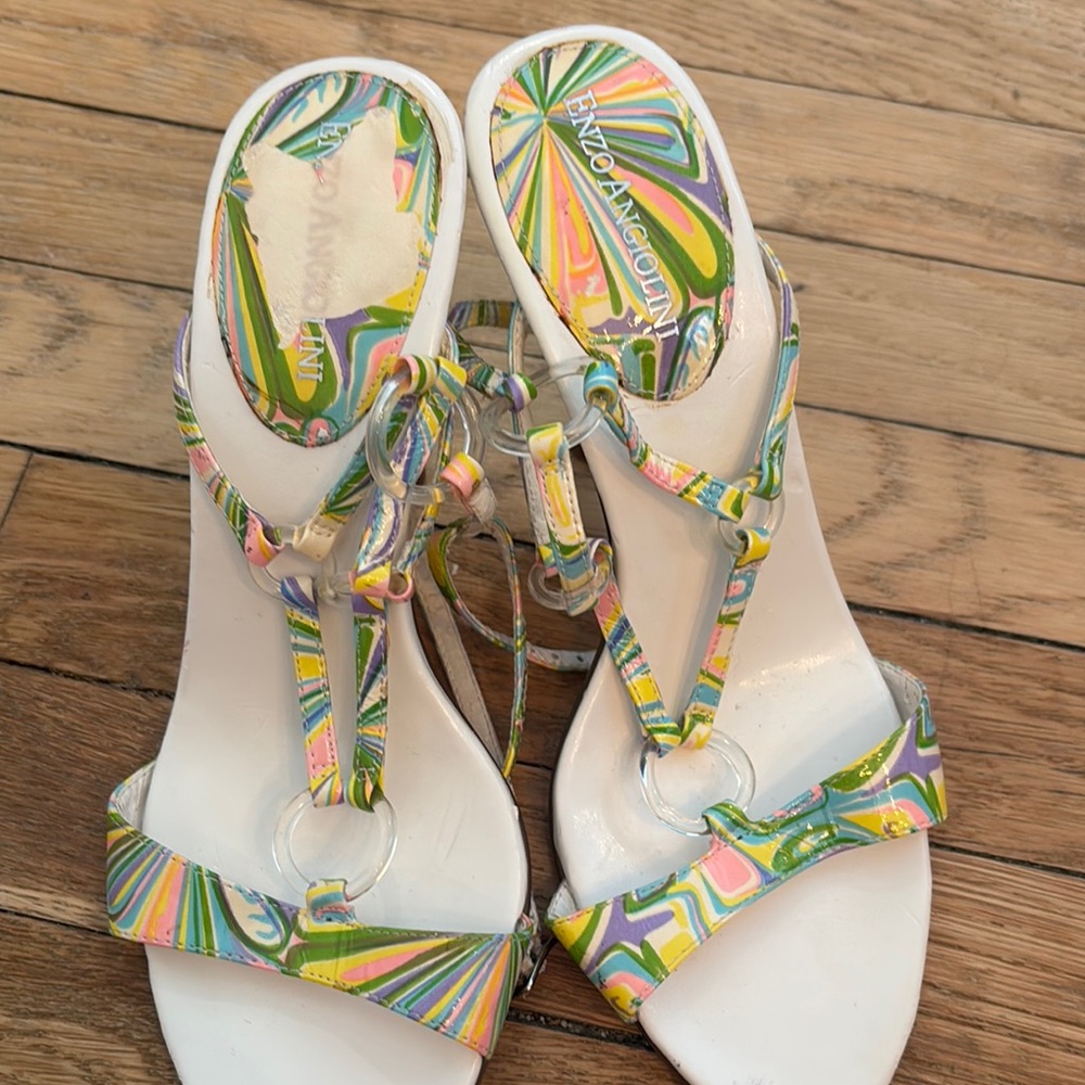 Vintage Enzo Angiolini Strappy Psychedelic Heels – Size 7